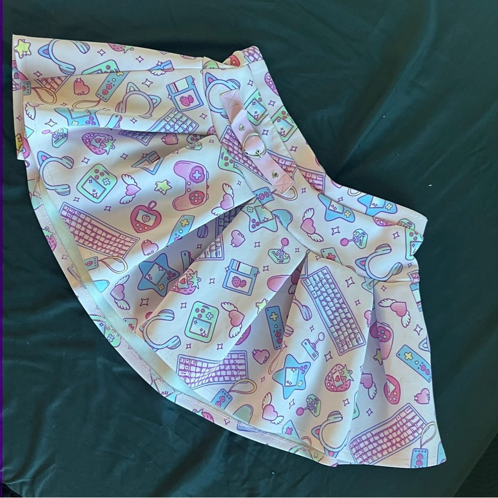 Sweet Society - Pastel Gamer Pleated Scuba Skirt
